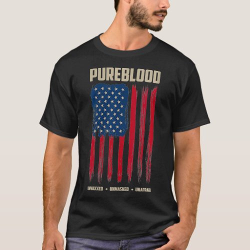 Womens Pureblood American Flag Pure Blooded Patrio T_Shirt