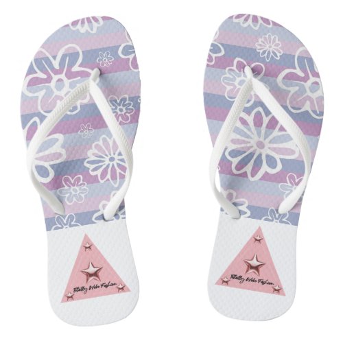 Womens Purple And Pink Floral Adult Flip Flops