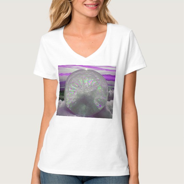 Women's Purple Sparkling Ball Photography T-Shirt (Front)
