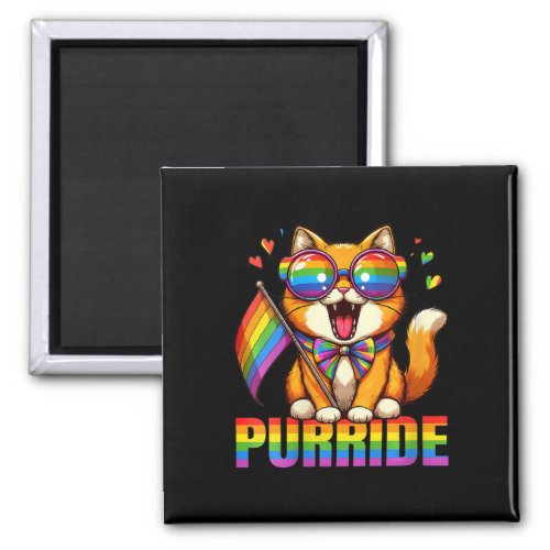 Womens Purride Cat Lover Pride Month Gay Rights Ra Magnet