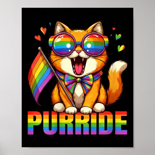Womens Purride Cat Lover Pride Month Gay Rights Ra Poster