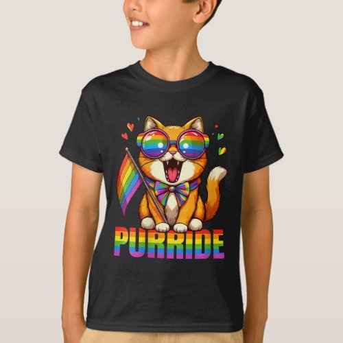 Womens Purride Cat Lover Pride Month Gay Rights Ra T_Shirt