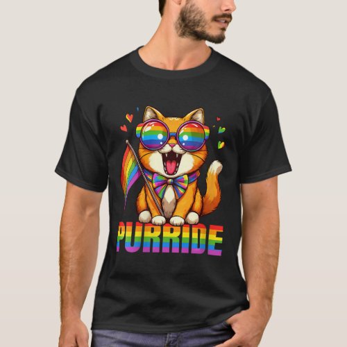 Womens Purride Cat Lover Pride Month Gay Rights Ra T_Shirt