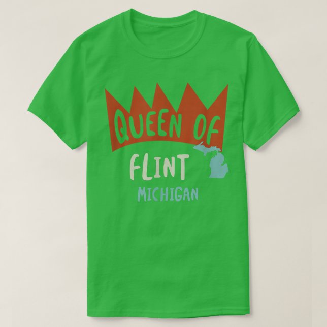 Womens Queen of Flint Michigan, Funny Girls MI Sou T-Shirt (Design Front)