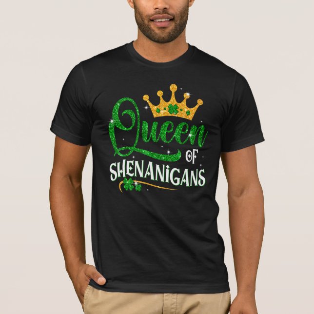 Womens Queen Of Shenanigans Irish Pride St Patrick T-Shirt (Front)