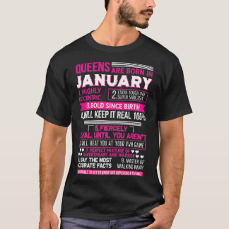 Womens Queens are born in January Funny Birthday G T-Shirt