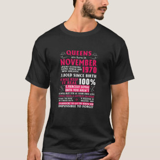 Womens Queens Are Born in November 1970 50th birth T-Shirt