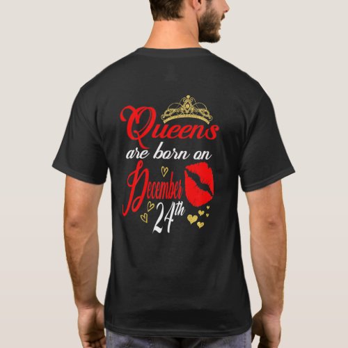 Womens Queens Are Born On December 24th Capricorn  T_Shirt