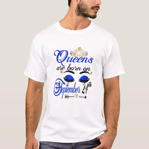 Womens Queens Are Born On September 24Th Libra Bir T_Shirt