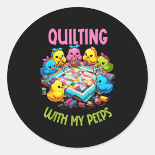 Womens Quilting With My Funny Quilting Gift For Wo Classic Round Sticker