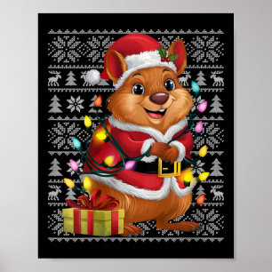 Womens Quokka Xmas Sweater Style Ugly Santa Quokka Poster