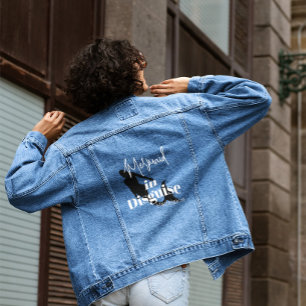 Womens Quote Mermaid Silhouette Denim Jacket