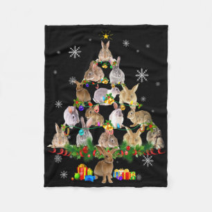 Womens Rabbit Christmas Tree Snow Funny Rabbit Xma Fleece Blanket
