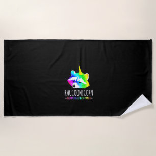 Womens Raccoonicorn Funny Magical Trash Panda Rain Beach Towel