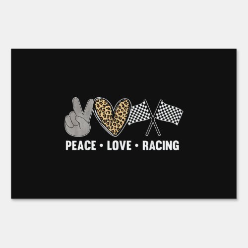 Womens Racing Design Kids Girls Peace Love Racing Sign