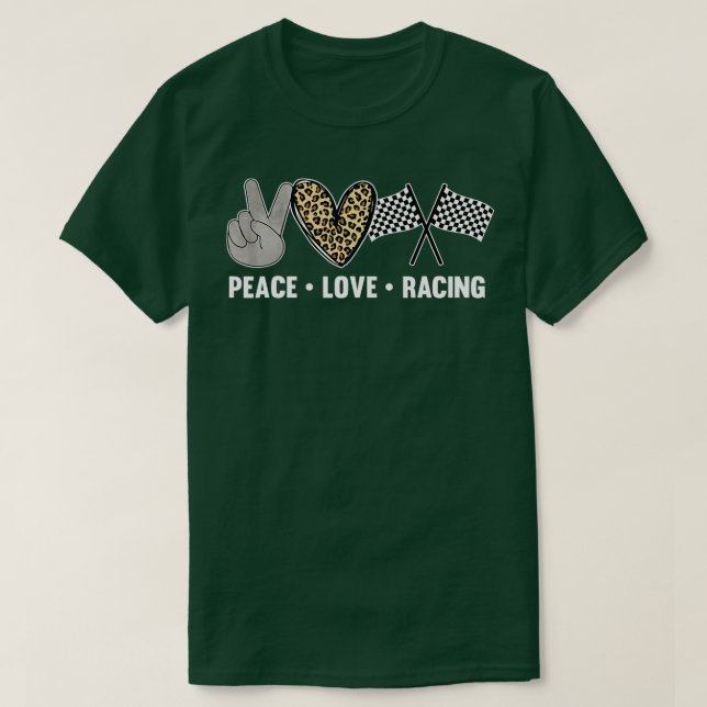 Womens Racing Design Kids Girls Peace Love Racing  T-Shirt (Design Front)