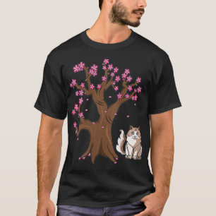 Womens Ragdoll Cat Mom Japanese Cherry Blossom  T-Shirt