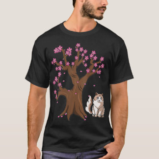 Womens Ragdoll Cat Mom Japanese Cherry Blossom  T-Shirt