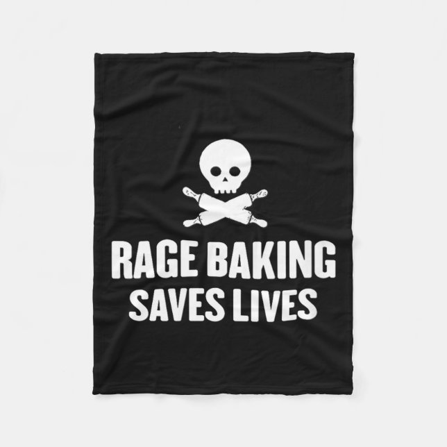 Womens Rage Baking Saves Live Skull Funny Baker Co Fleece Blanket (Front)