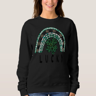 Womens Rainbow Happy St Patricks Day Lucky Shamroc Sweatshirt