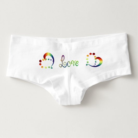 Womens Rainbow Heart Love Boy Shorts Underwear (Front)