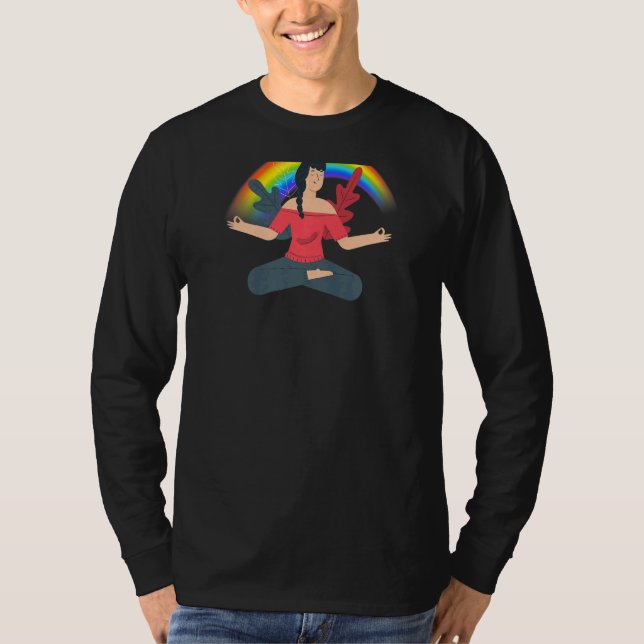Womens Rainbow Purple Yoga T-Shirt (Front)