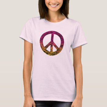 Womens Rainbow Tiger Peace Sign T-shirt by calroofer at Zazzle