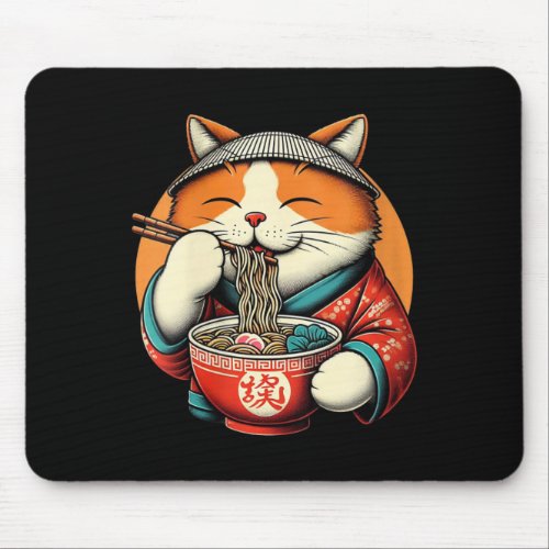 Womens Ramen Cat Kawaii Neko Japanese Noodles Aest Mouse Pad