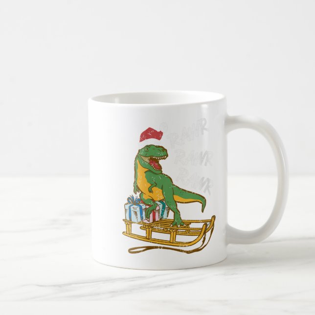 Womens Rawr Rawr Rawr Funny Christmas Dino Sleigh  Coffee Mug (Right)