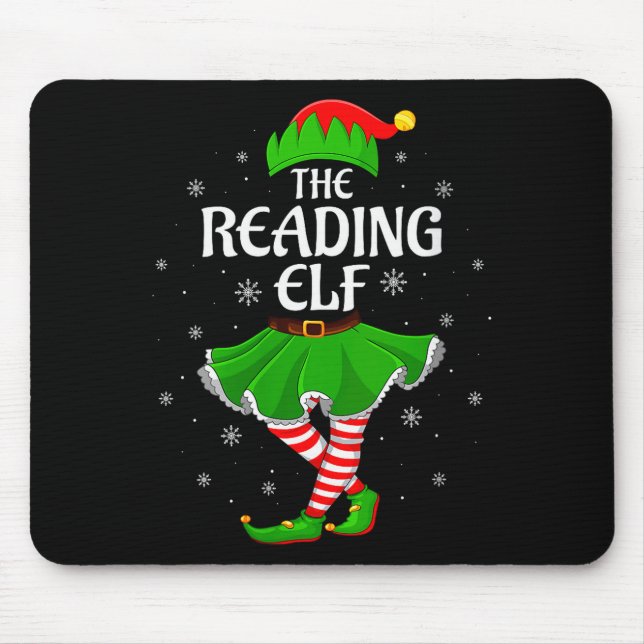 Womens Reading Elf Christmas Family Girls Women El Mouse Pad (Front)