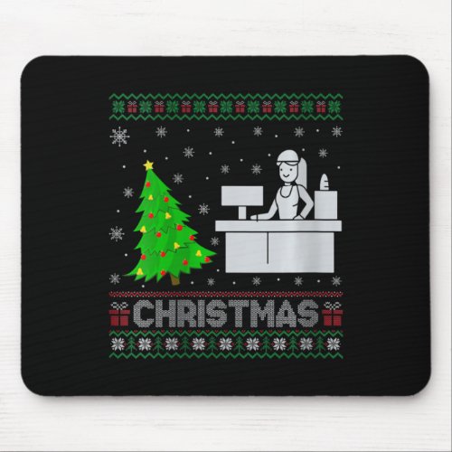 Womens Receptionist Xmas Tree Lighting Ugly Christ Mouse Pad