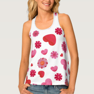 Women's Red and pink Hearts Graphic Racerback  Tank Top