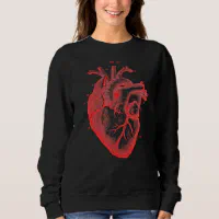 Women s Red Black Vintage Anatomical Heart Sweater