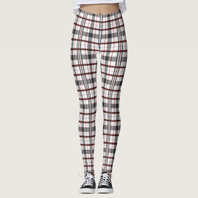 Women's Red/Black/White Plaid Leggings (Front)