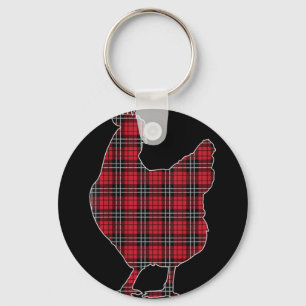 Womens Red Buffalo Plaid Chicken Matching Family C Keychain