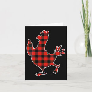 Womens Red Buffalo Plaid Pajama Chicken Merry Chri Card