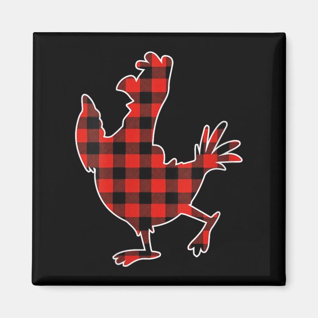 Womens Red Buffalo Plaid Pajama Chicken Merry Chri Magnet (Front)