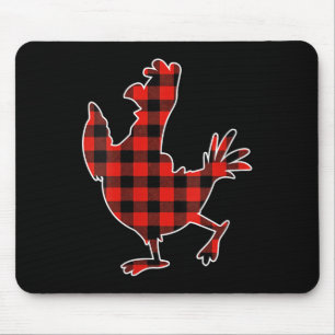 Womens Red Buffalo Plaid Pajama Chicken Merry Chri Mouse Pad