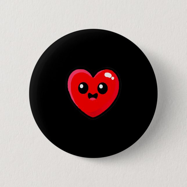 Women's Red Heart Funny Cute Design For Men Women  Button (Front)