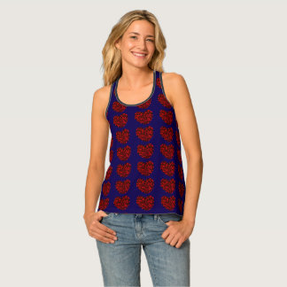Women's Red Hearts on Blue Tank Top