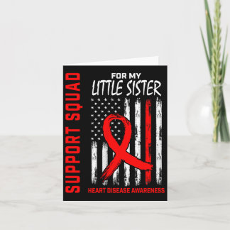 Womens Red Little Sister Heart Disease Awareness F Card