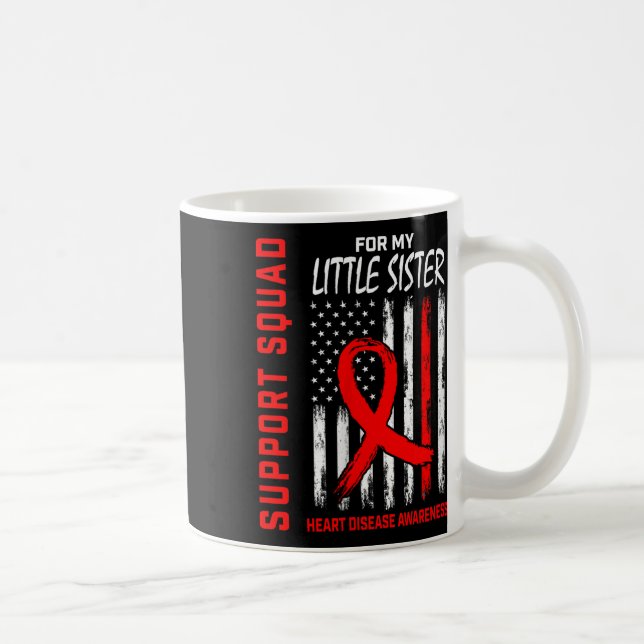 Womens Red Little Sister Heart Disease Awareness F Coffee Mug (Right)