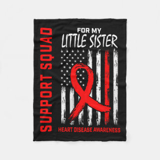 Womens Red Little Sister Heart Disease Awareness F Fleece Blanket