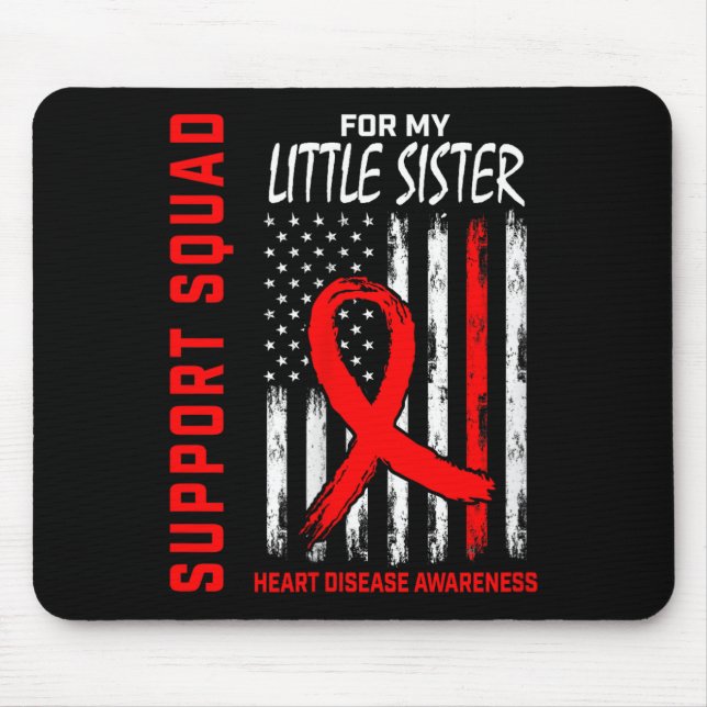 Womens Red Little Sister Heart Disease Awareness F Mouse Pad (Front)