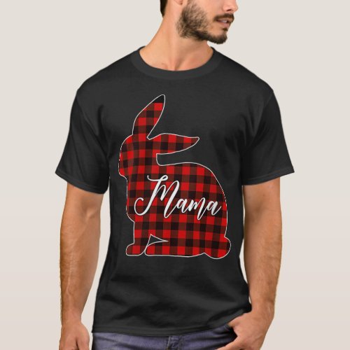 Womens Red Plaid Mama Bunny  Matching Pajama Rabbi T_Shirt