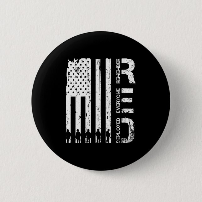 Womens Red Remember Everyone Deployed Military Fri Button (Front)