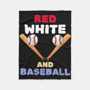 Women's red white and baseball patriotic bat ball fleece blanket