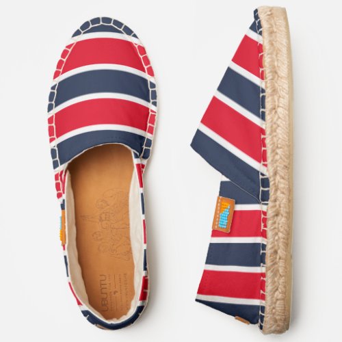 Womens Red White And Blue Patriotic Stripes Espadrilles