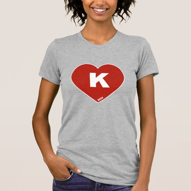 Women's Red & White K-Heart short sleeve t-shirt (Front)