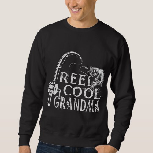 Womens Reel Cool Grandma Fishing Vintage Retro Mot Sweatshirt